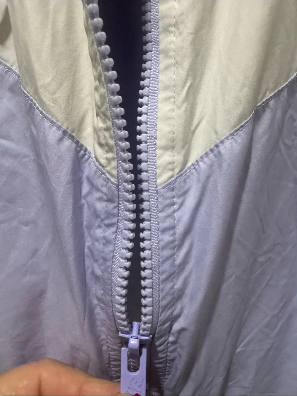 Nike Women's White and Lavender Colorblock Windbreaker Jacket